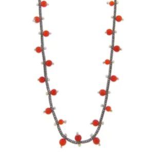 Coral Foxtail Chain Sterling Silver Necklace